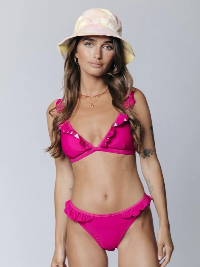 Colourful Rebel Nikki Ruffle Bikini Top Fuchsia
