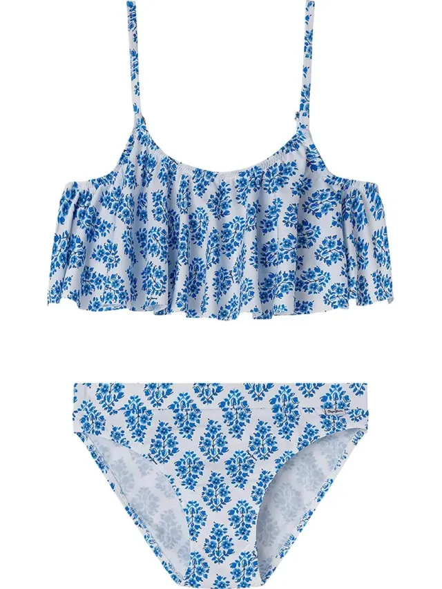 Pepe Jeans Multi Fl Ruffled Bikini Blauw 16 Years Meisje Sky Blue