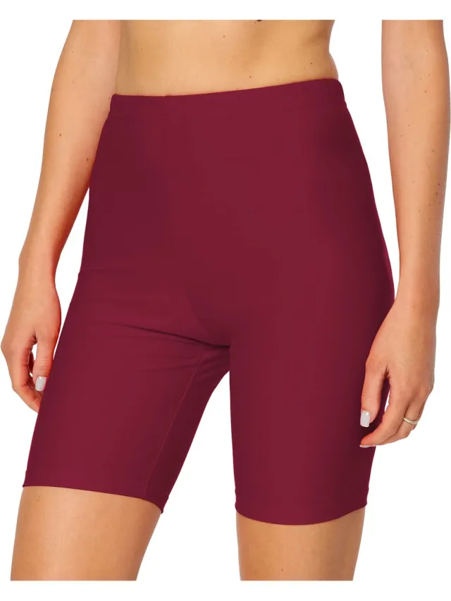 Merry Style MS-MS10-333-SWLE Dames lange Zwembroek - Zwemshorts - Bikinibroekje - Elastische tailleband - Polyamide & Elastaan - Wijnrood - 38