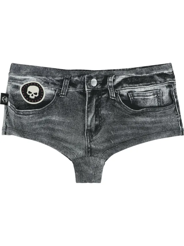 Rock Rebel by EMP Grijs bikinibroekje met denimlook - Dames Donkergrijs