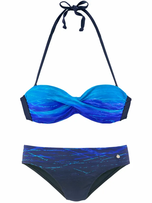 Bandeaubikini met beugel blauw geprint, foto 2