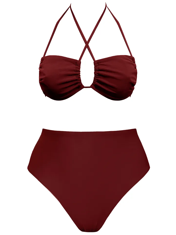 Anekdot dames vegan Bikini Set Low Versatile Skyline High Merlot donkerrood, foto 2