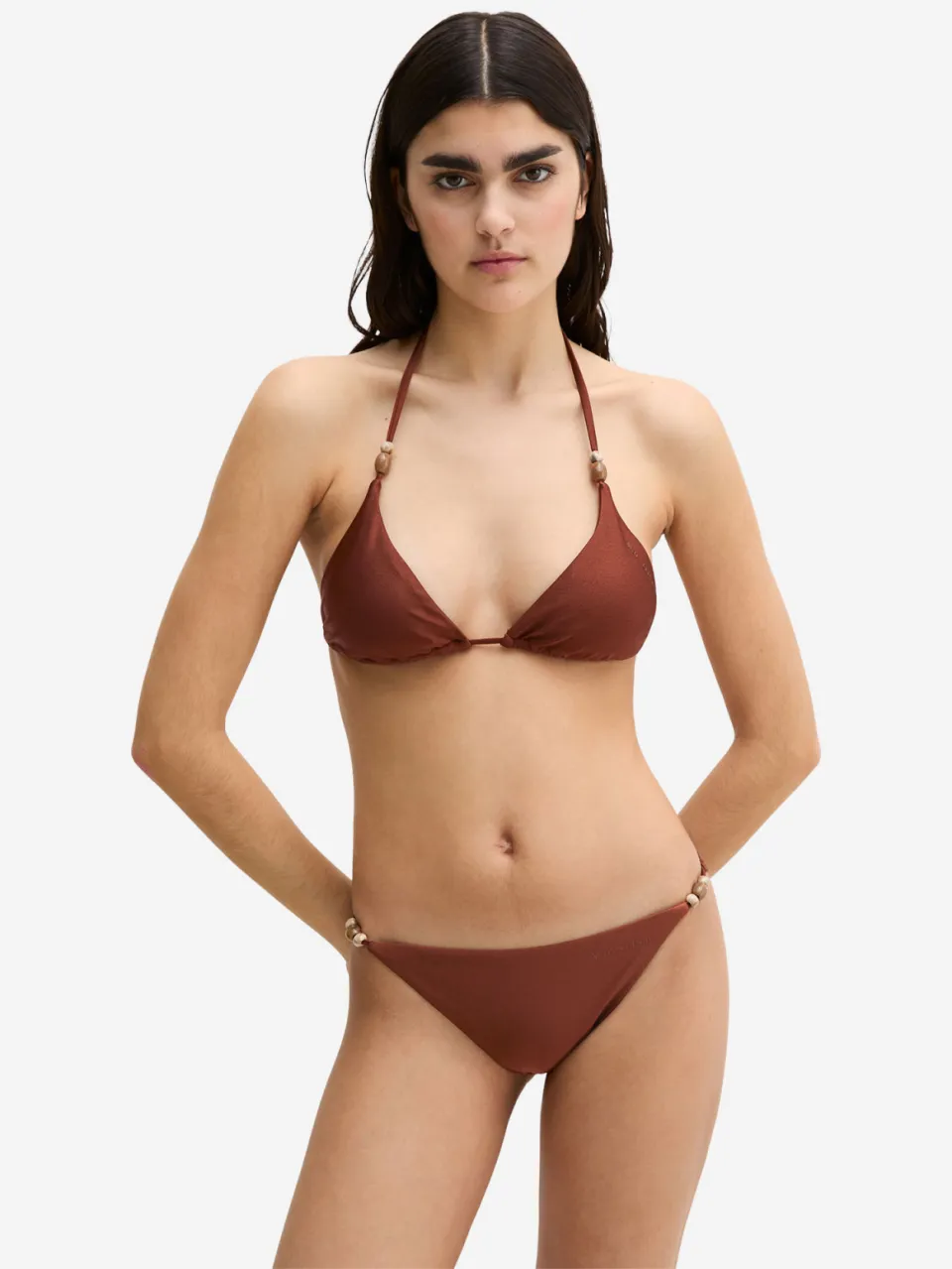 Marc O'Polo Vrouwen Triangel bikinitop Breezy Leaf Donkerbruin