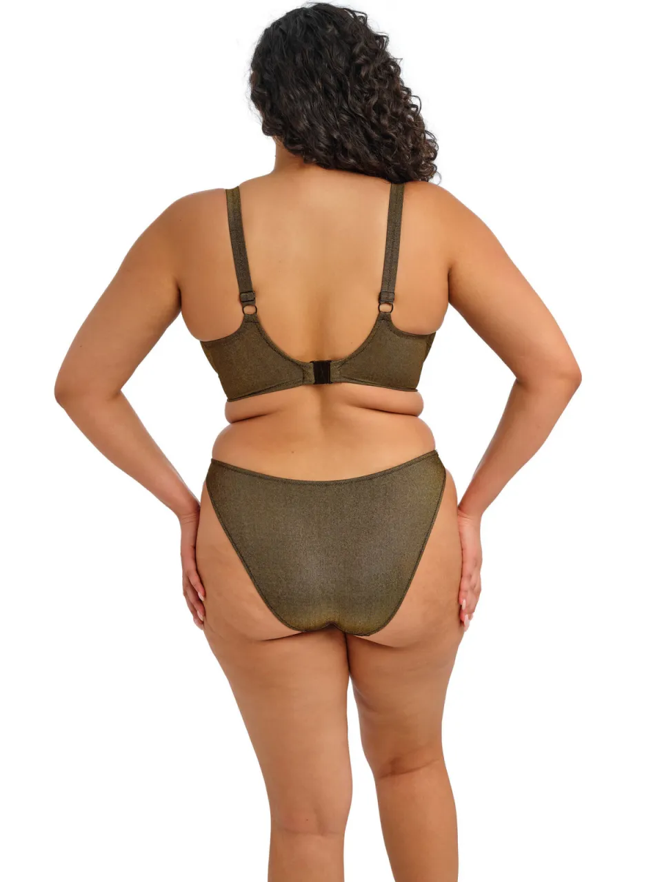 Elomi high leg bikinibroekje Sunset Shimmer met lurex bruin, foto 3