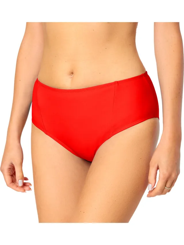 Bellivalini Dames Zwembroek - Bikinibroekje - Elastische tailleband - Polyamide & Elastaan - Zwart – M - BLV-ET-18 Rode jas