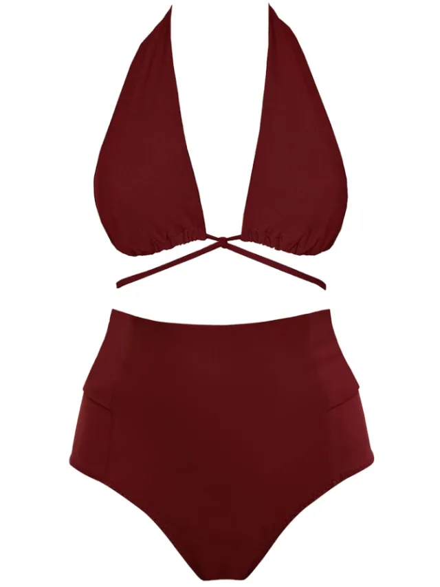 Anekdot dames vegan Bikiniset Versatile Bow Back Merlot Donkerrood