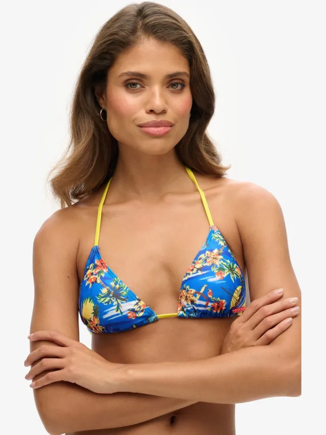 Superdry Triangelbikinitop met koordjes - Dames - Badpakken blue dolphin ocean