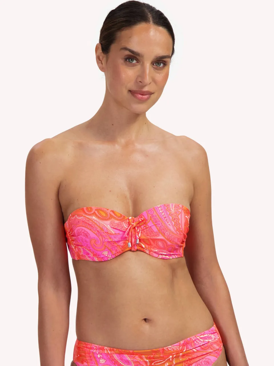 Cyell voorgevormde bandeau bikinitop roze/oranje, foto 5