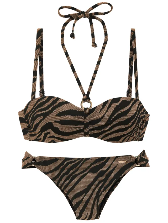 bandeaubikini met beugel bruin zwart, foto 2