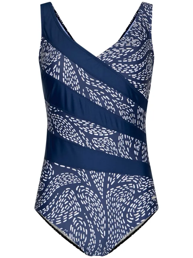 Pastunette Badpak - Oceanic Flow - Blauw/Wit - Corrigerend