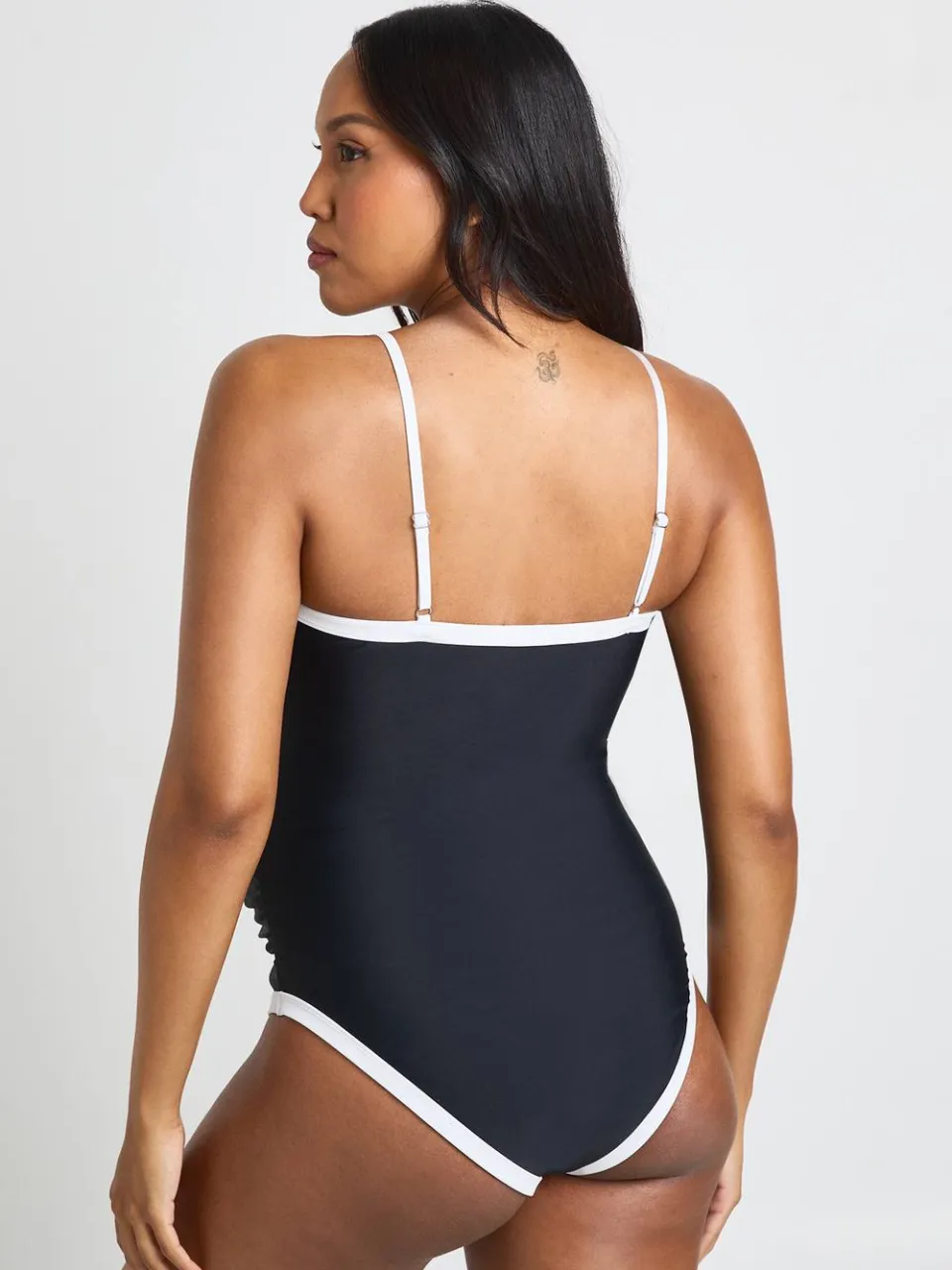 boohoo Dames Zwangerschaps Badpak Met Vierkante Hals En Contrast zwart, foto 2