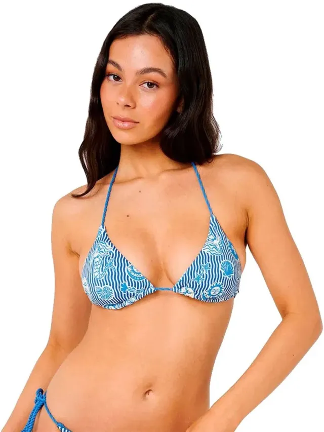 Rip Curl Catalina Waves Sliding Triangle Bikinitop Blauw M Vrouw Vintage Blue