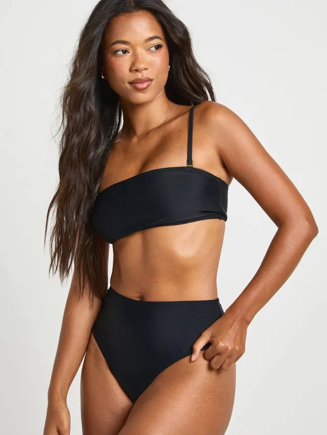 boohoo Dames Essentials Hoge Taille Bikini Broekje Zwart