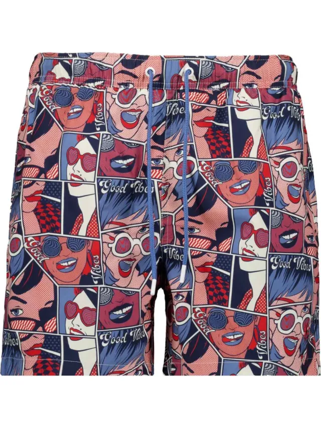 Ragman zwemshorts rood met print