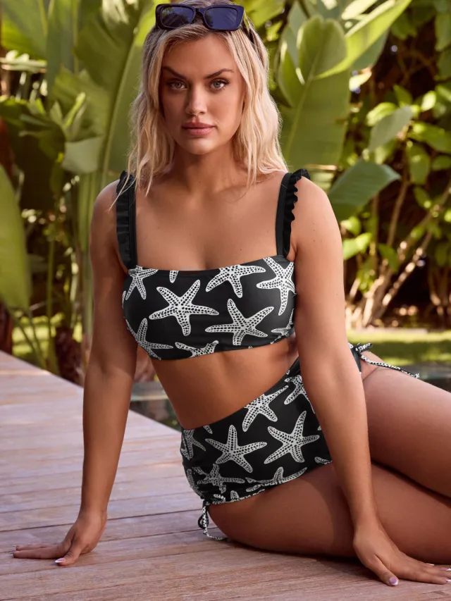 Yours Zwarte Bikinitop Met Zeesterprint, foto 3