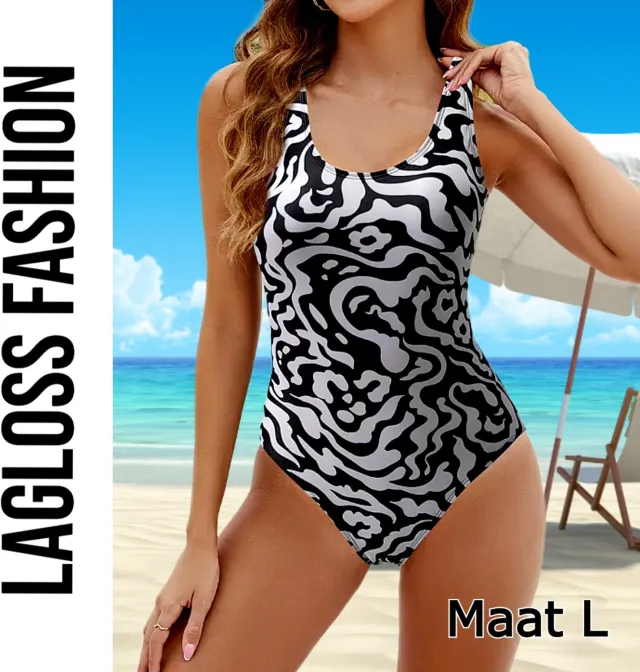 LaGloss Badpak Dames – Afslankend Eendelige Zwemkleding met Rugloos Detail – Hoge Stretch – Zwart
