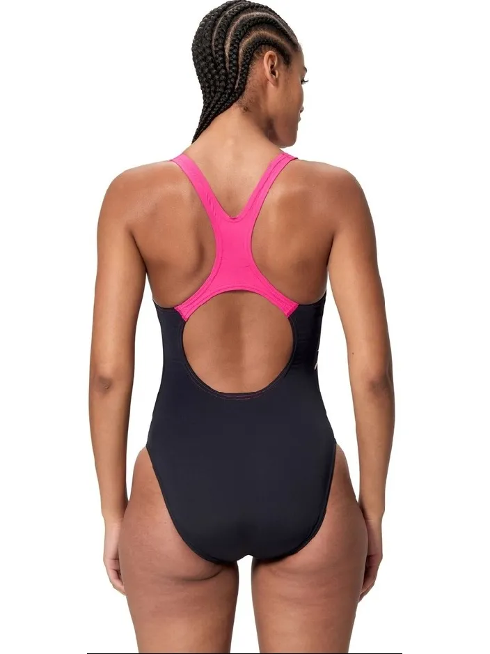 Speedo Dames/Dames Medley Logo Eéndelig Zwempak (Zwart/roze), foto 2