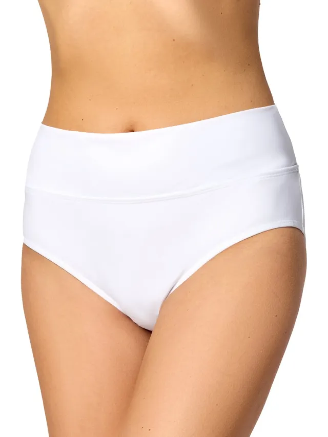 Merry Style Dames Zwembroek - Bikinibroekje - Elastische tailleband - Polyamide & Elastaan – Wit (0016) – 42 - MS-VR-Brief-5