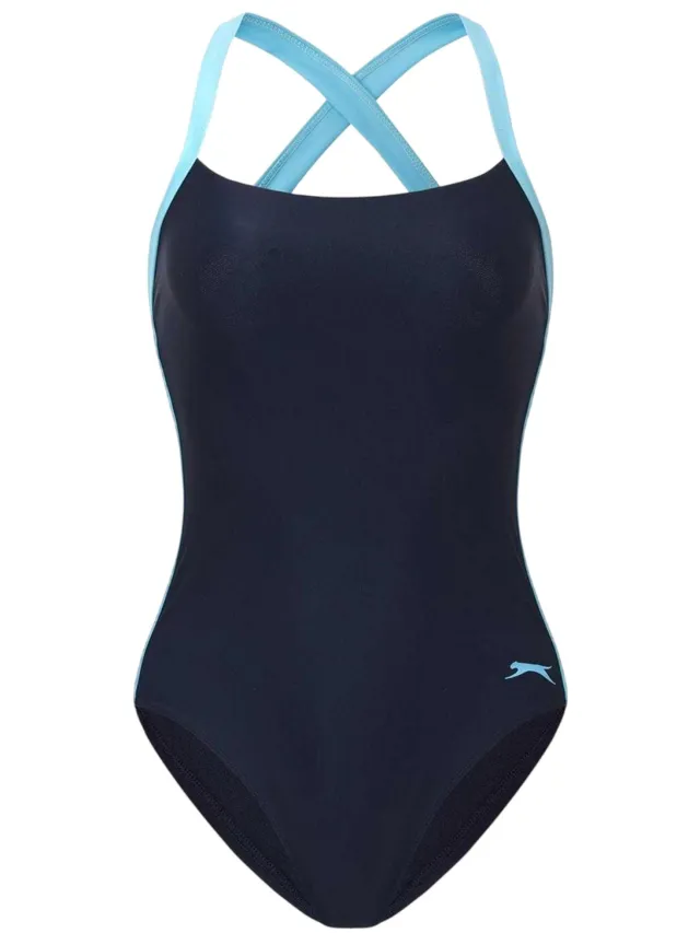 Slazenger Eendelig dameszwempak met strik aan de achterkant (Marine) Marineblauw