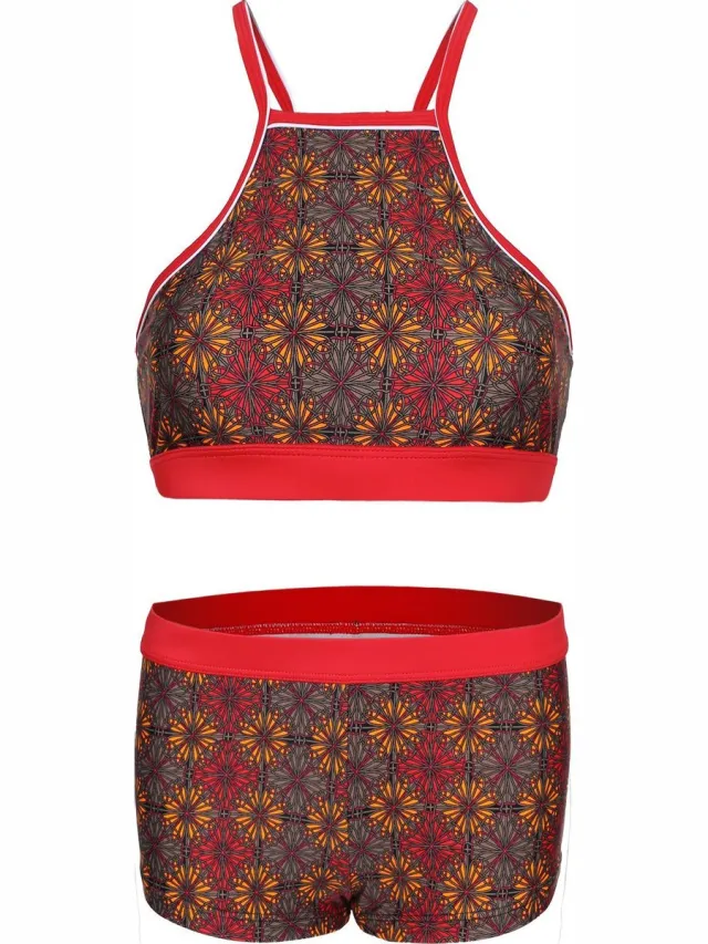 La V Bikini hipster broekje en cro top met racerback - Teraracotta 164-170 Terracotta