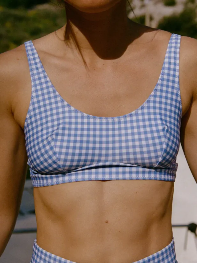 Nénés dames vegan Bikinitop Mini Me Adult Blauw Gingham, foto 2