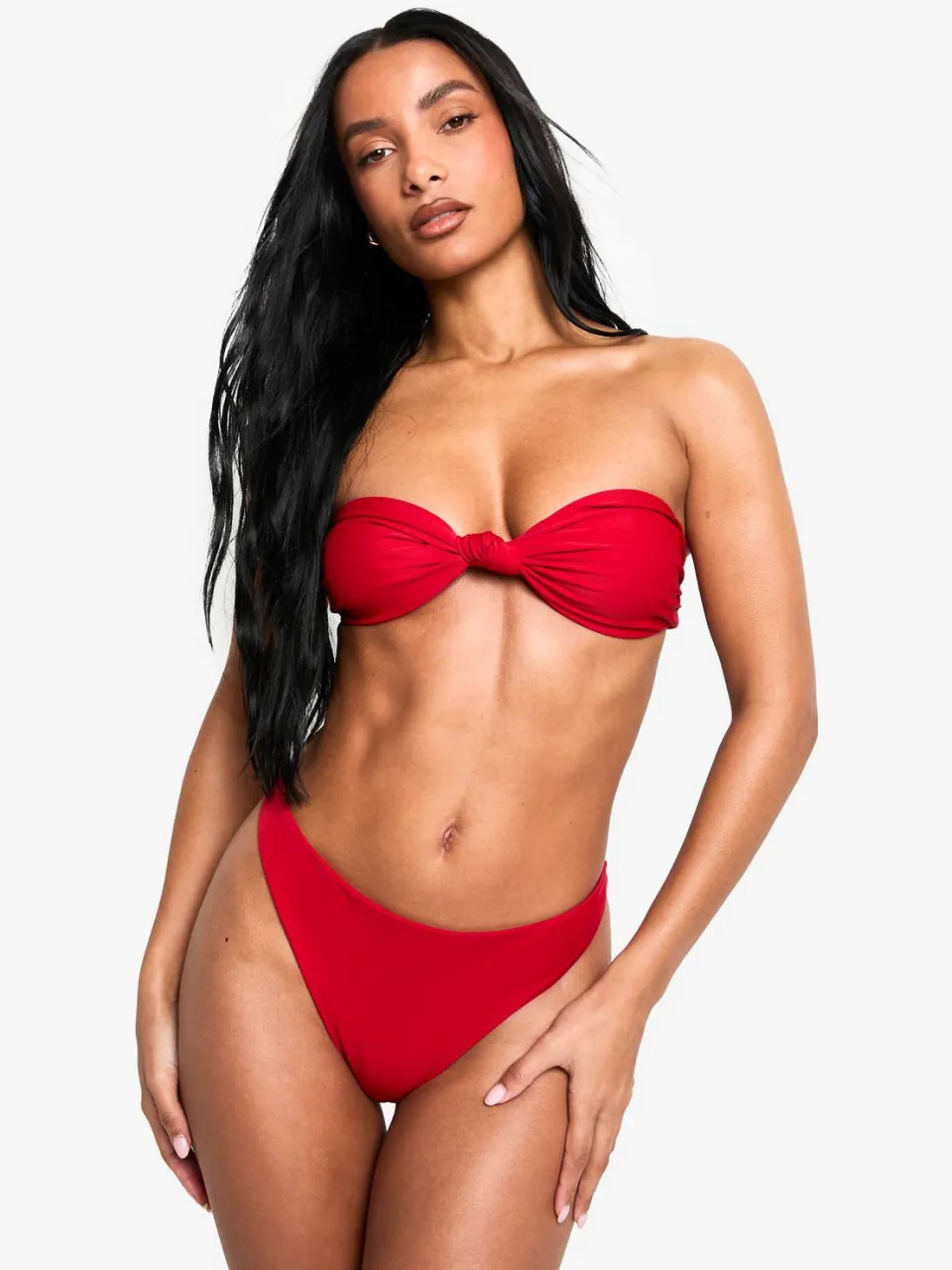 boohoo Dames Swimwear Essentials Bandeau Bikini Top Rood