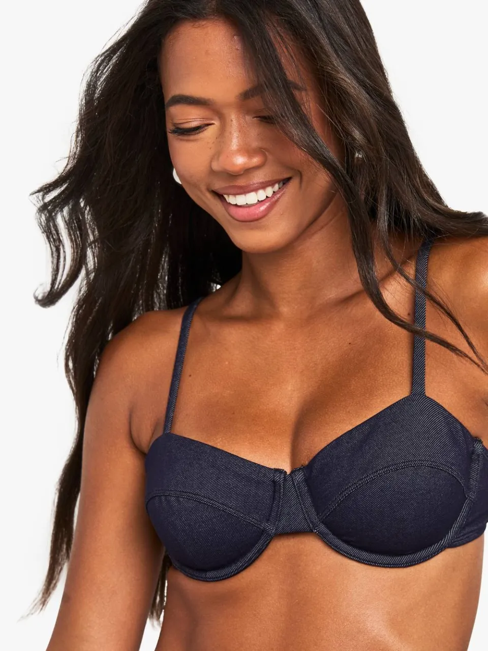 boohoo Dames Denimlook bikini top met beugels, foto 4