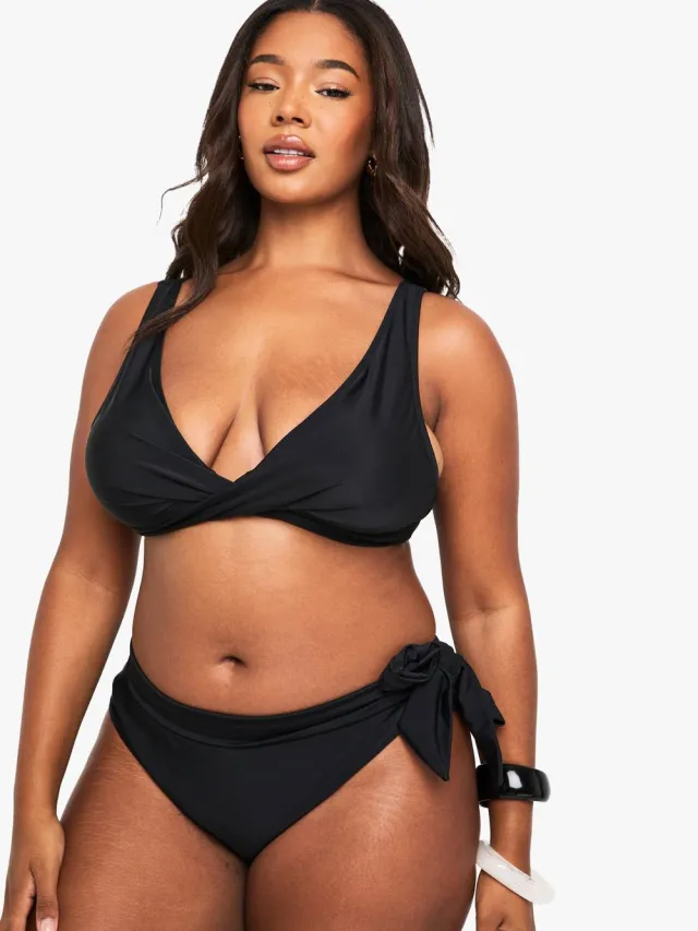 boohoo Dames Plus Wikkel-Bikinitop Zwart