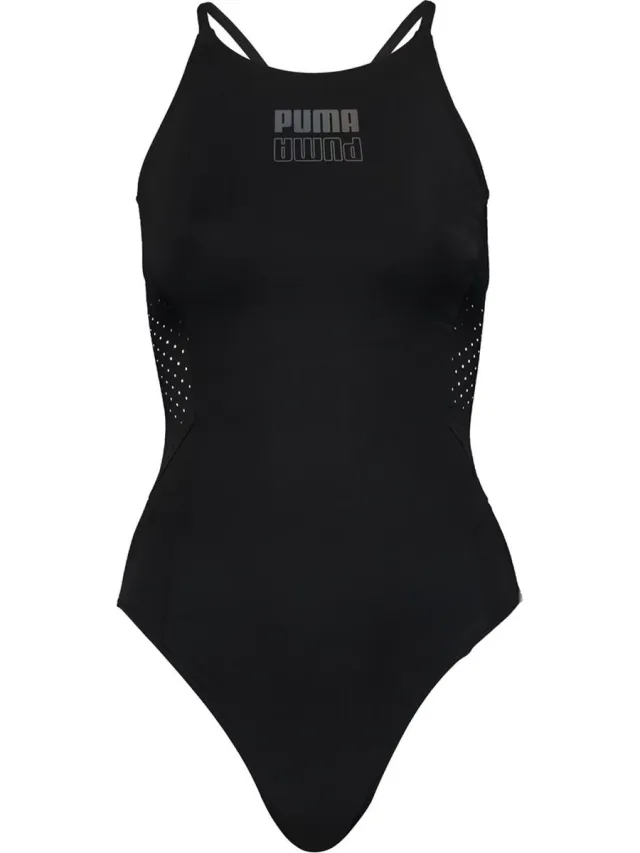 Puma Swim High Neck Swimsuit 1P Zwart