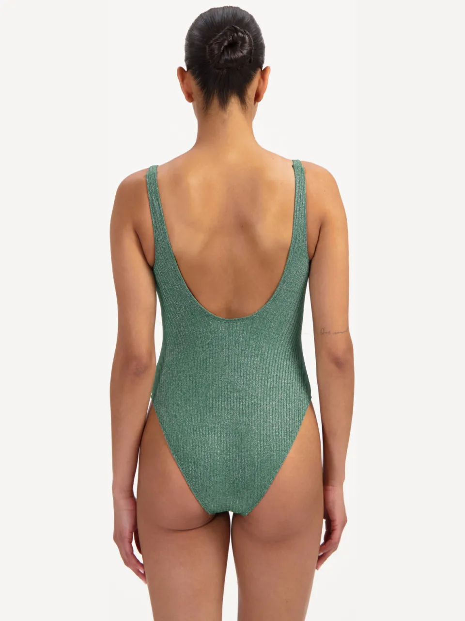 Beachlife badpak met lurex en textuur groen, foto 4