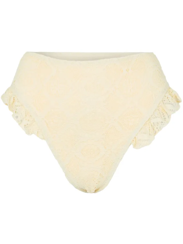 Brave Soul Bikinibroekje met gehaakt paneel en hoge taille voor dames (Geel)