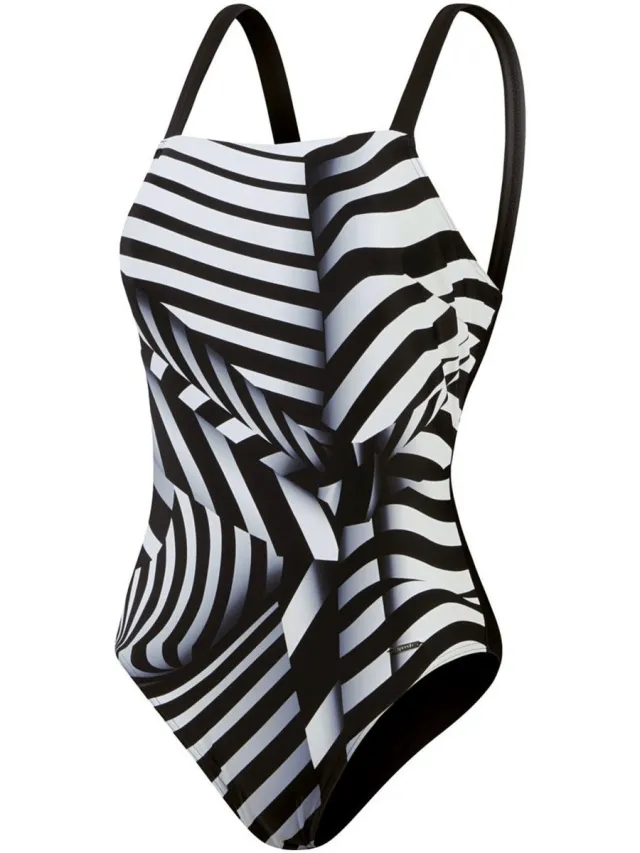 Speedo Shaping Square Neck badpak zwart-wit