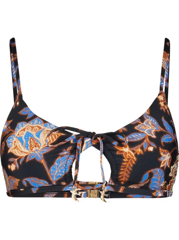 Seafolly Women's Silkroad Drawstring Keyhole Bralette - Bikinitop, grijs