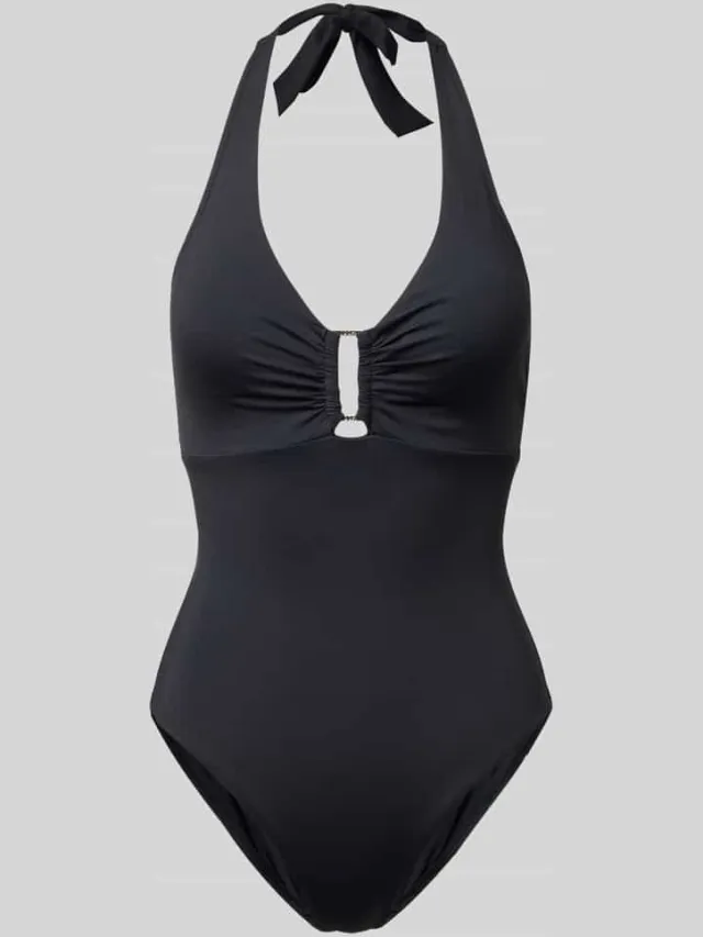 Joop! badpak met halter model 'MONOCHROME BEACH' Zwart