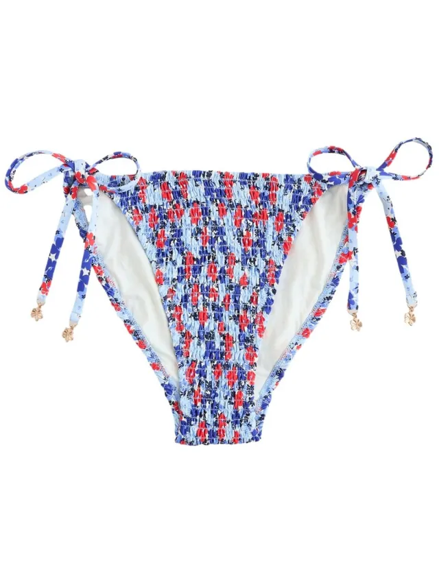 Next Dames - Gerimpelde bikinislip met knoop aan de zijkant - Blauw