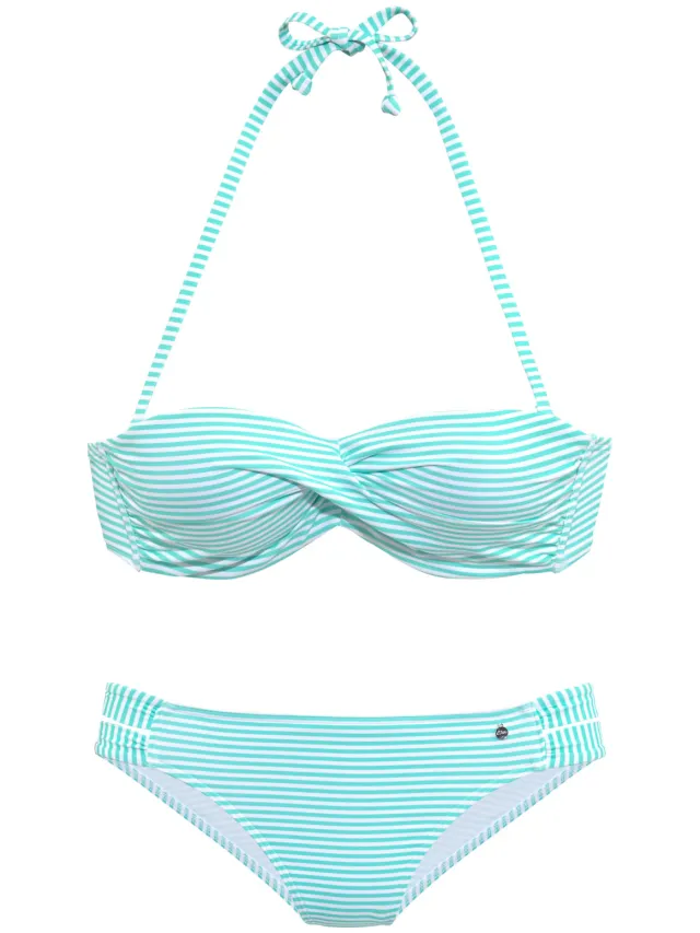 bandeaubikini met beugel mint en wit mint/wit