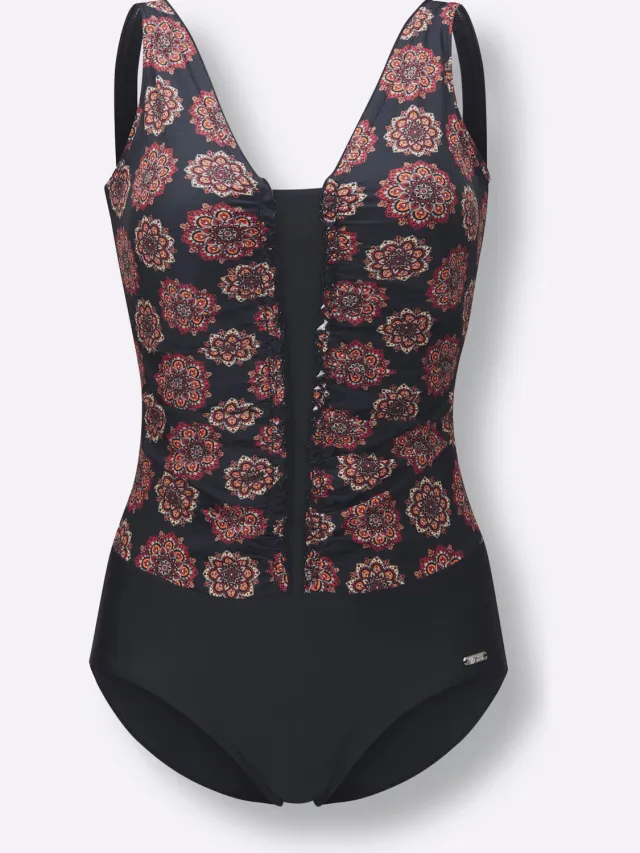 badpak zwart met bloemenprint, foto 2