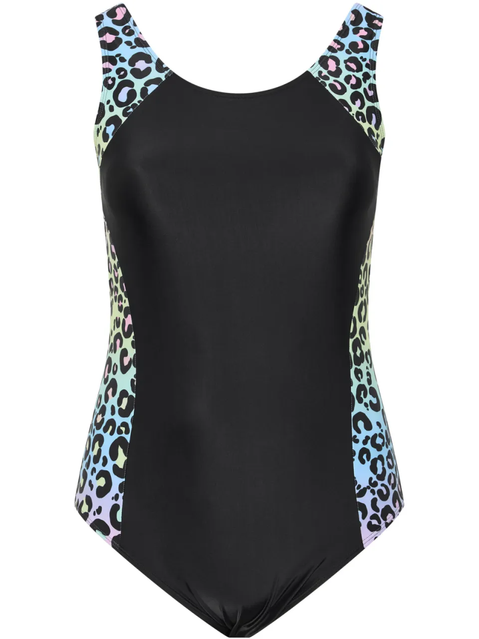 Yours Zwart Actief Badpak Met Pastelkleurige Luipaardprint, foto 3