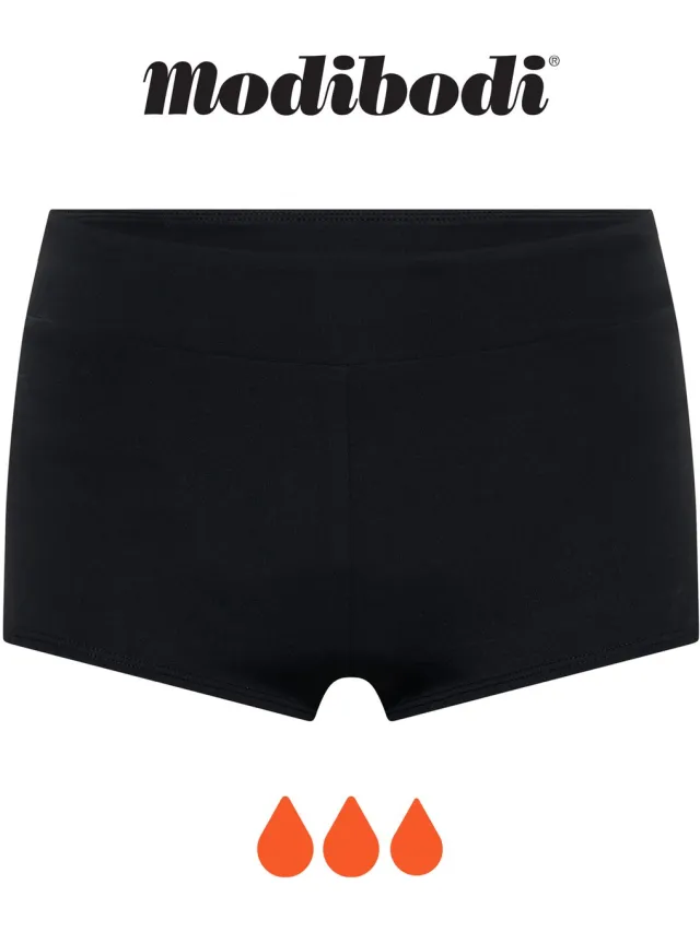 Modibodi Menstruatie Zwemkleding Super Absorberend Bikinibroekje Dames Hoge Taille Bikinishort Super Zwart 38