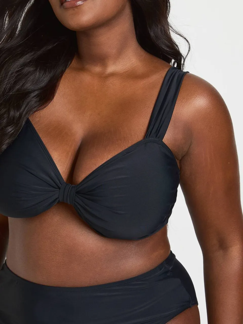 boohoo Dames Plus Bikiniset Met Geknoopte Top En Hoge Taille Broekje zwart, foto 4