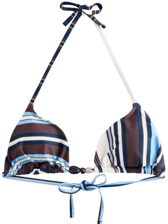 Next Dames - Driehoekige bikinitop met kraaltjes - Bruin Blue/Brown Stripe