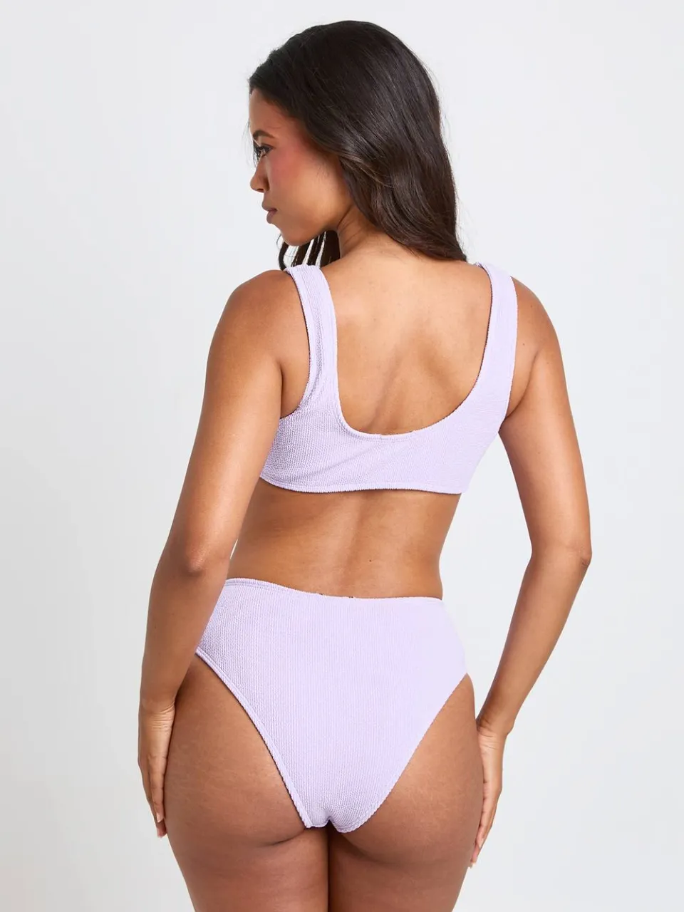 boohoo Dames Gestructureerde Hoge Taille Bikinibroekje lila, foto 3