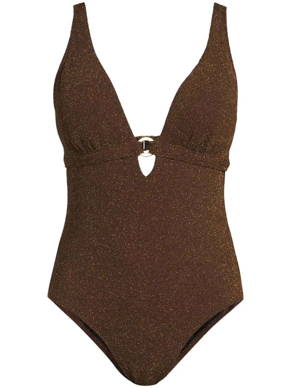 BEACHWAVE seersucker corrigerend badpak met lurex donkerbruin, foto 2