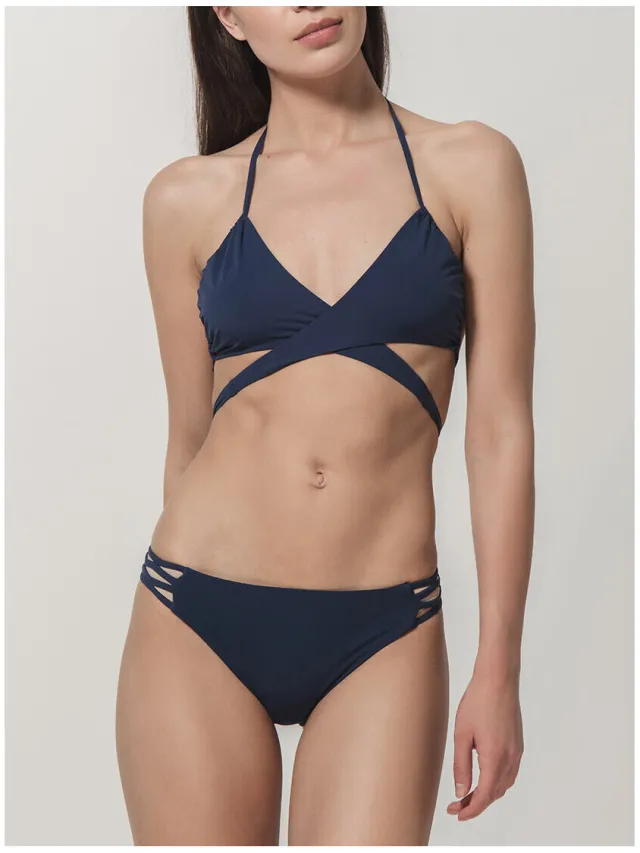 Luna Splendida triangel-bikinitop met afneembare bandjes blauw