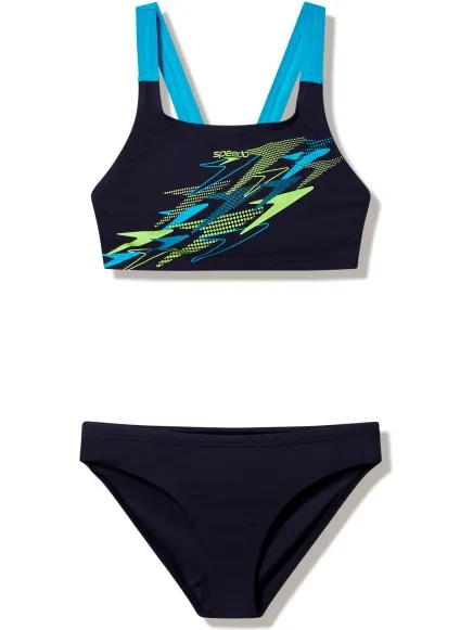 Speedo Medley Logo V-Back bikiniset blauw