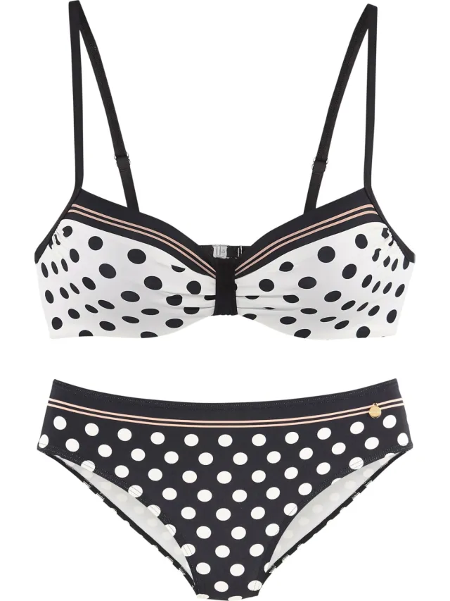 Beugelbikini zwart/crème