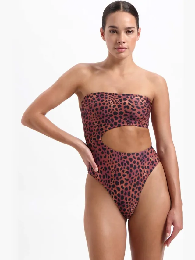 Beachlife Leopard Lover cut out badpak Zwart