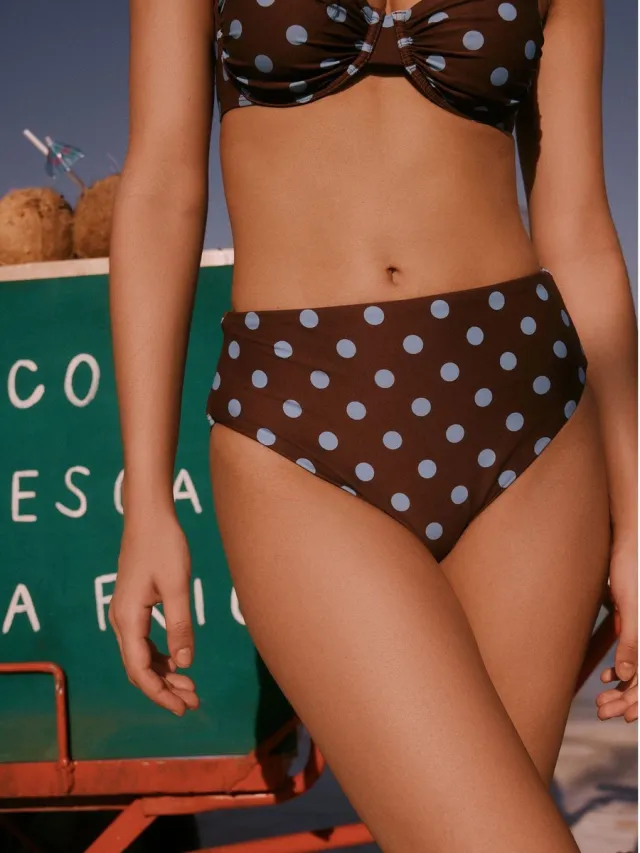 Next Dames - Bikinibroekjes - Bruin Chocolate Brown/ Blue Spot
