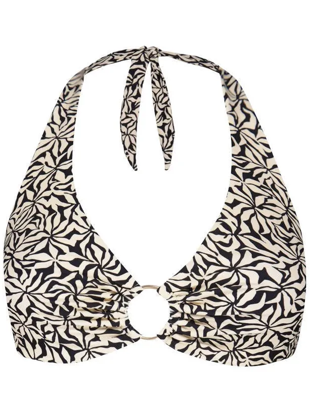 Barts Mahry voorgevormde halter bikinitop zwart/ecru, foto 2