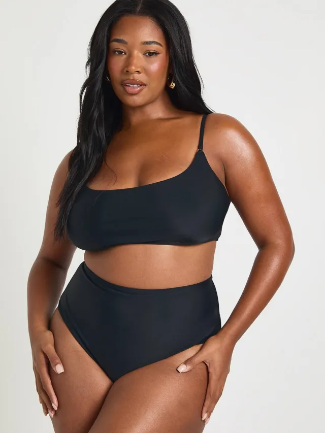 boohoo Dames Plus Essentials Hoge Taille Slip Zwart